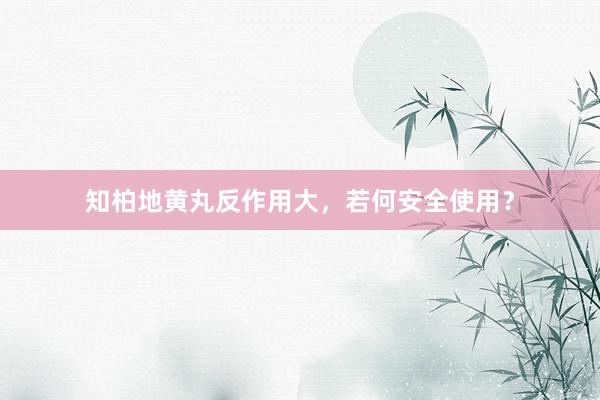 知柏地黄丸反作用大，若何安全使用？