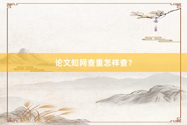 论文知网查重怎样查？